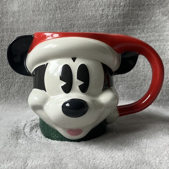 Disney Other - Walt Disney Santa Mickey Mouse 3D Head Christmas Holiday Ceramic Coffee Tea Mug